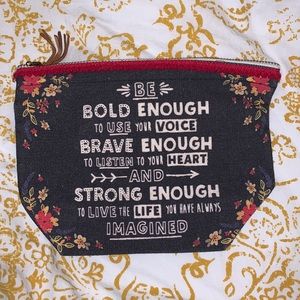 NWOT Natural Life | Canvas Graphic Zippered Pouch | Small Canvas Bag | Floral